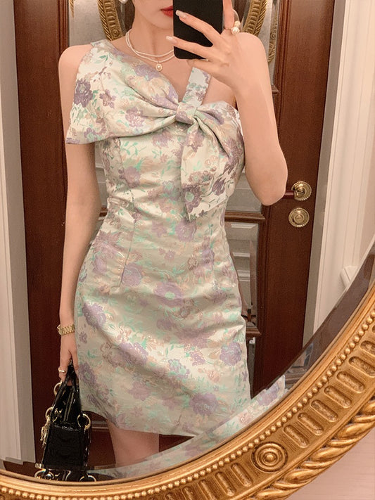BETTER LS light luxury celebrity women's clothing design sense bowknot small fragrance style suspender dress small dress skirt