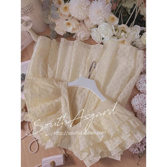 Southern fairy palace milk fufu dress waist milk yellow small sweet high-end first love tea break skirt