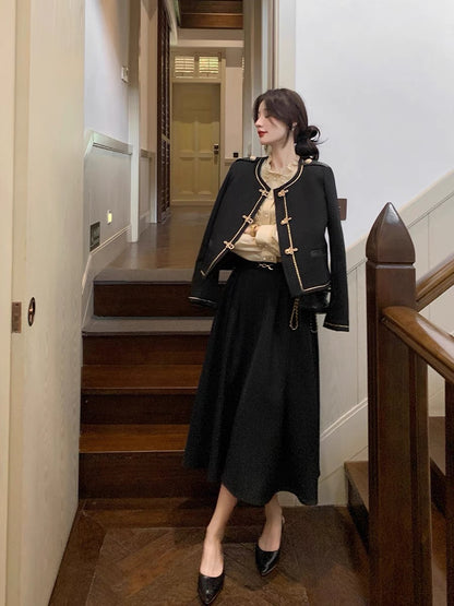Guoguojia black short small fragrance coat women's spring and autumn high-end retro temperament ladies thin top 1192