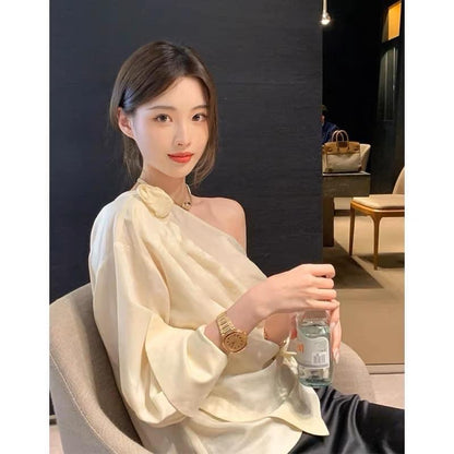 2ND STUDIOS off-the-shoulder top female celebrity temperament high-end 2022 autumn new niche royal sister fan