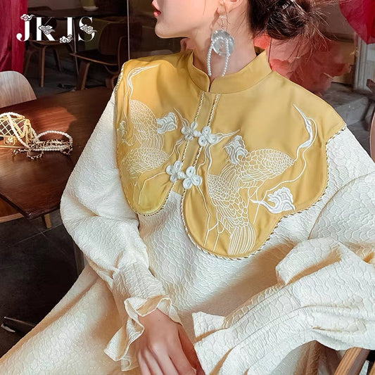 JKJS new Chinese style long-sleeved dress women's 2022 new design sense niche high-end improved cheongsam 1536