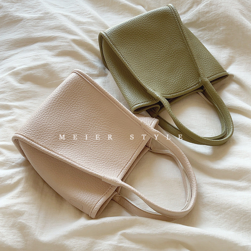 ins retro lychee pattern soft leather tote bag temperament all-match handbag shoulder Messenger small bag texture female bag