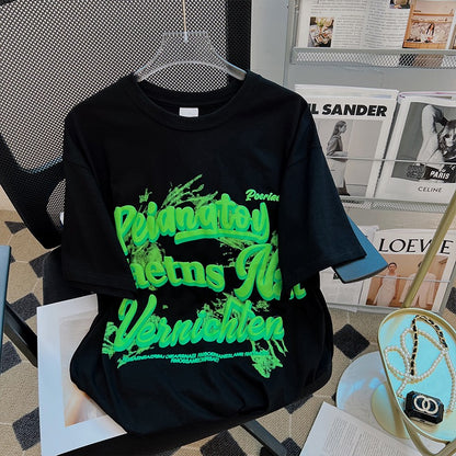 Black t-shirt women's short-sleeved summer design sense niche loose cotton American retro half-sleeved fried street top ins tide
