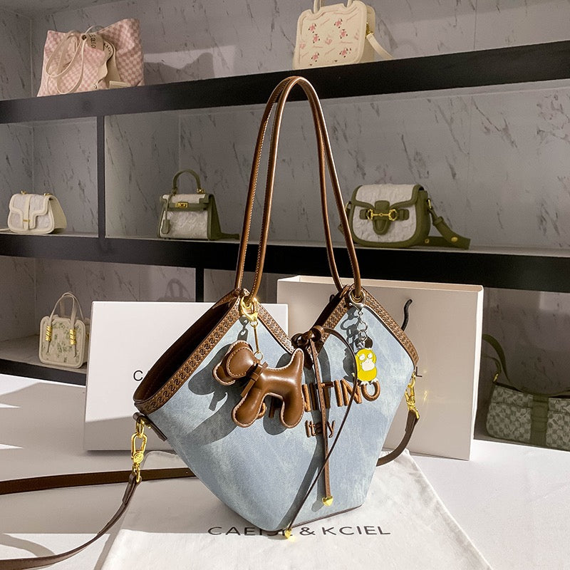 CAEISL&KCIEL women's bag niche design high-end color contrast portable tote bag large-capacity one-shoulder armpit bag