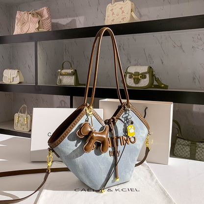 CAEISL&KCIEL women's bag niche design high-end color contrast portable tote bag large-capacity one-shoulder armpit bag