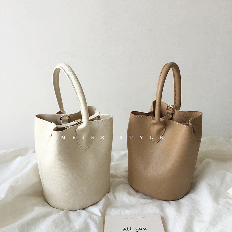 Korean ins simple retro bucket bag fashion all-match handbag shoulder Messenger bag mother bag texture female bag