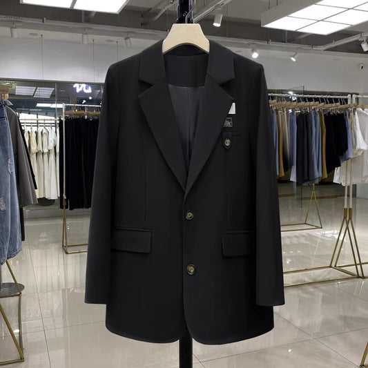 Black thin single-breasted suit jacket women's 2022 autumn new design sense niche western style high-end suit