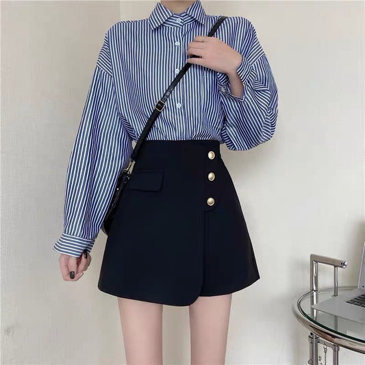Fat mm autumn and winter new Korean fashion irregular culottes women's high waist slimming outerwear suit a-line wide-leg boots pants