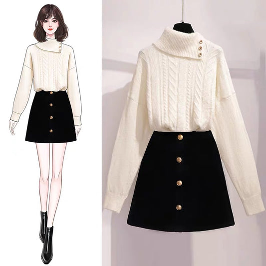 Xiaoxiangfeng suit skirt female early autumn and winter 2022 new small net red temperament sweater skirt two-piece set