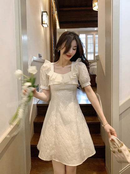 GUOGUOWOMEN Guoguojia solid color simple wood ear decorative textured fashion retro all-match dress 14
