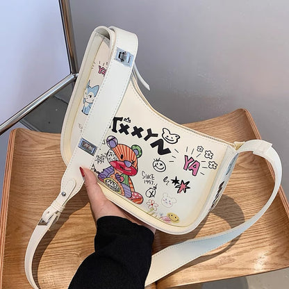 Niche design graffiti bag women's 2022 new summer all-match ins shoulder messenger bag high-end underarm bag