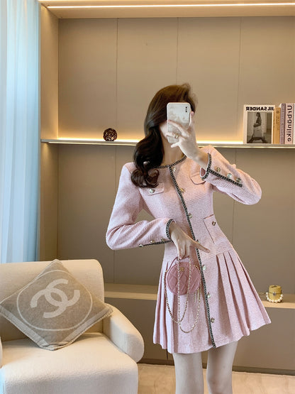 MUEL ◆French style small fragrance dress women's 2022 autumn and winter new high-end temperament waist slimming skirt