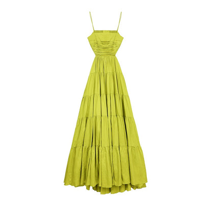 FBB limit spring and summer new 2 versions holiday wind 80 cotton large skirt open back dress suspender skirt