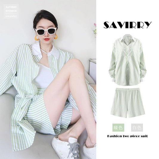 Early spring clothes 2023 new tea style wear a whole set of salt style light cooked Korean drama slightly fat and thin cover meat suit female summer