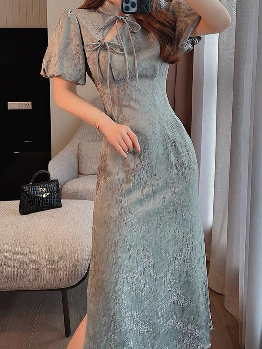 Miss Dong high-end custom cheongsam improved dress 2022 new women's summer dress retro design sense niche skirt