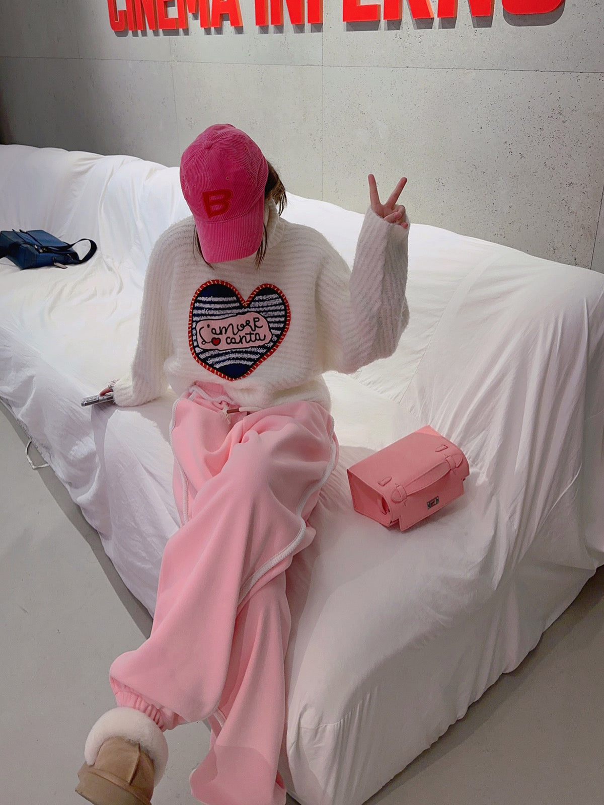 Thebestxue Korean version of the white high-necked love loose sweater women's thickened autumn and winter 2022 new top tide