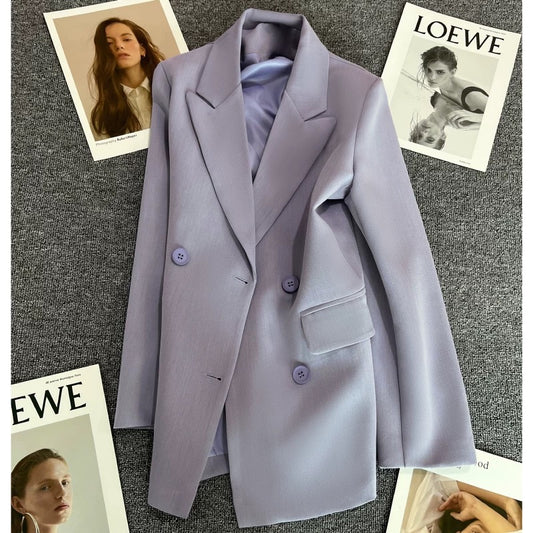 Taro purple suit jacket women's 2022 spring and autumn new design fashion all-match double-breasted niche suit trend 1744
