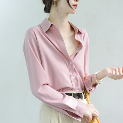TRR trendy chic unique dark grid tender powder layered shirt blouse high sense top nice top foreign style