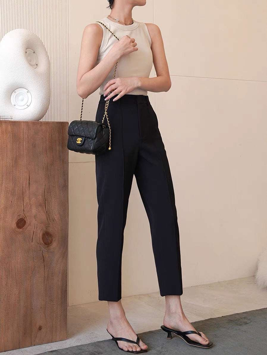 GUS2022 Spring/Summer Rear Split Suit Pants Women's High Waist Slim Straight Ninth Pants Cigarette Pants Casual Skinny Pants