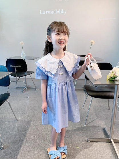 Girls dress 2023 new summer dress children's Korean style slim skirt baby summer fashion sweet foreign style