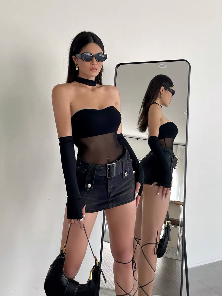 Well also design denim skirt women's 2022 summer new high-waisted short a-line skirt with belt