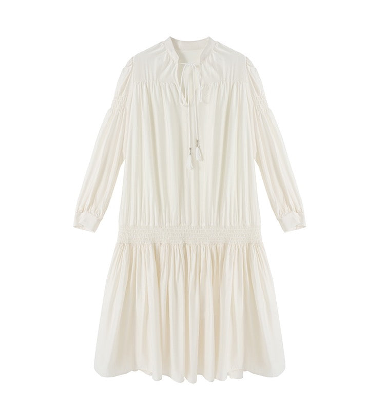 Buckwheat Qiaoqiao "Arrogant Princess" French pleated high-end sweet fairy mid-length dress with belt