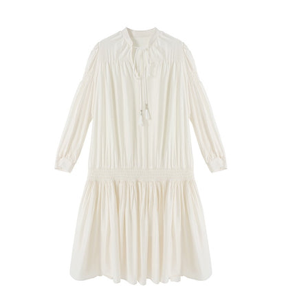 Buckwheat Qiaoqiao "Arrogant Princess" French pleated high-end sweet fairy mid-length dress with belt