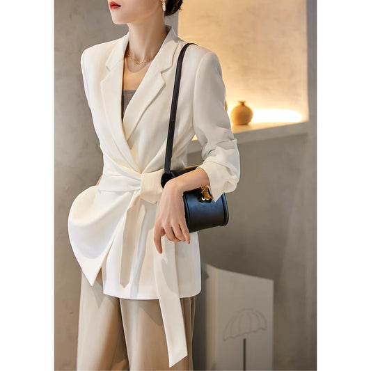 の[XZ317138AG] Xiaohan Pavilion full screen romantic line shape sense lace acetate suit jacket