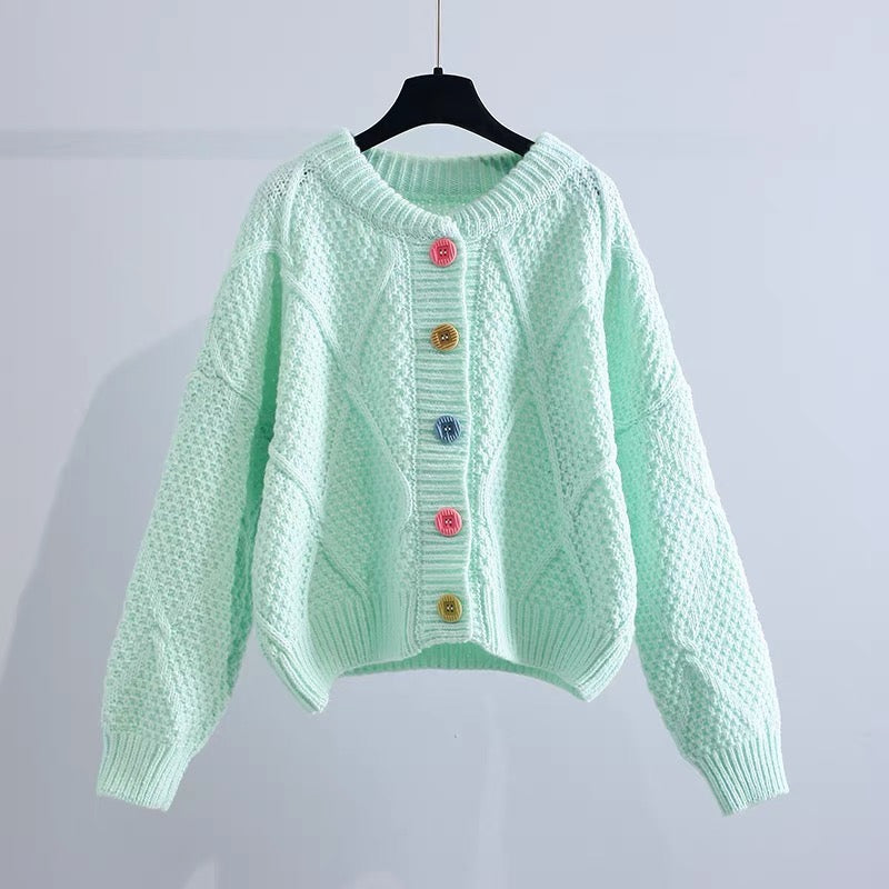 Short Twist Sweater Jacket Women's Winter Thickening 2022 New Korean Style Gentle Loose Outer Wear Soft Waxy Knit Cardigan