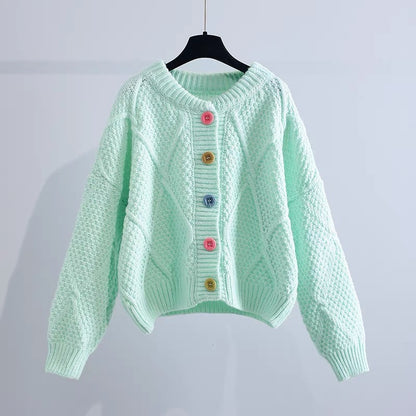 Short Twist Sweater Jacket Women's Winter Thickening 2022 New Korean Style Gentle Loose Outer Wear Soft Waxy Knit Cardigan