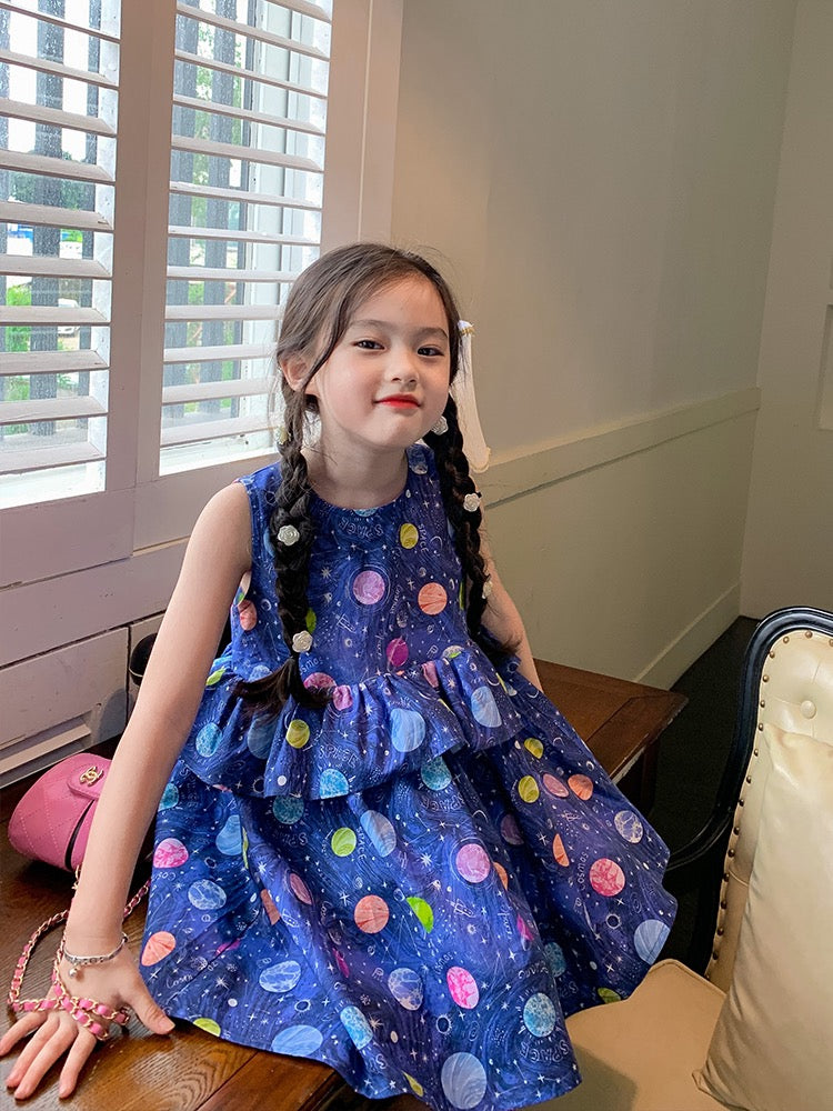 Original Girls Polka Dot Dress Children's Wear Western Style Round Neck Vest Dress New Ladies Children Baby Dress Skirt