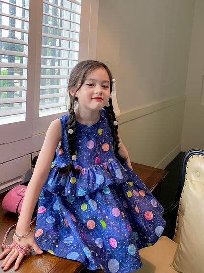 Original Girls Polka Dot Dress Children's Wear Western Style Round Neck Vest Dress New Ladies Children Baby Dress Skirt