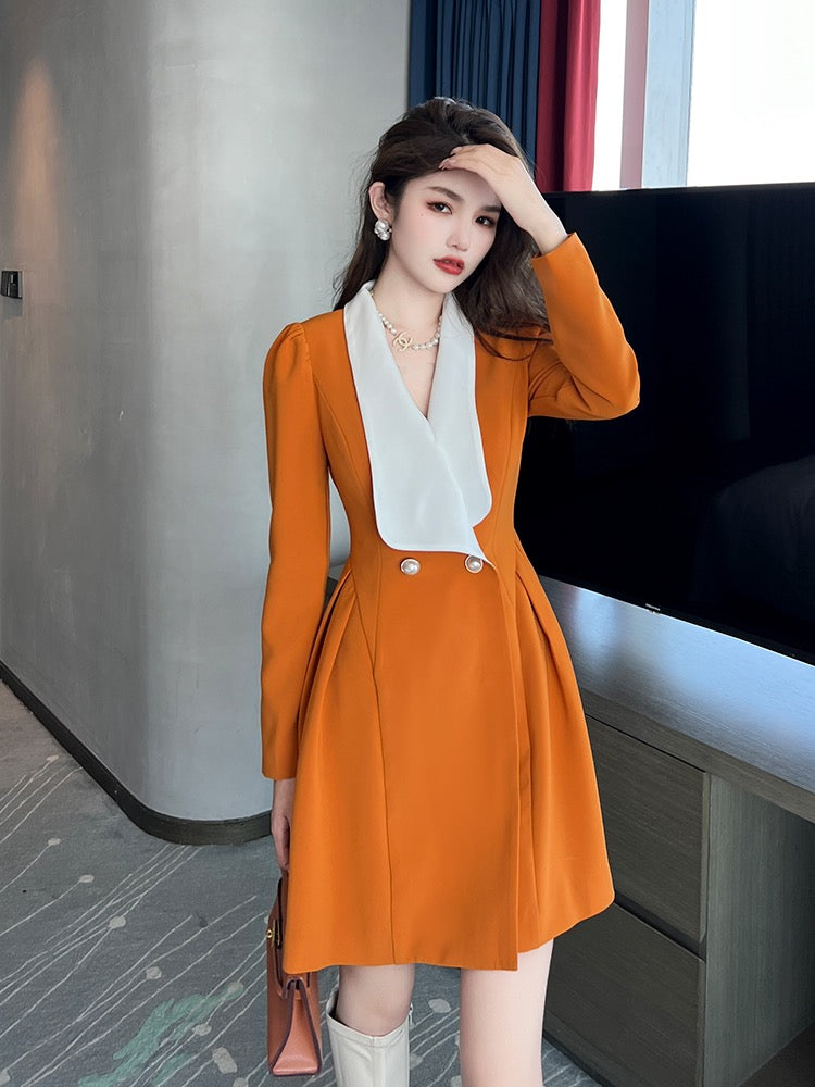 European station dresses and small dresses can usually be worn temperament socialite khaki small waist a-line dress winter