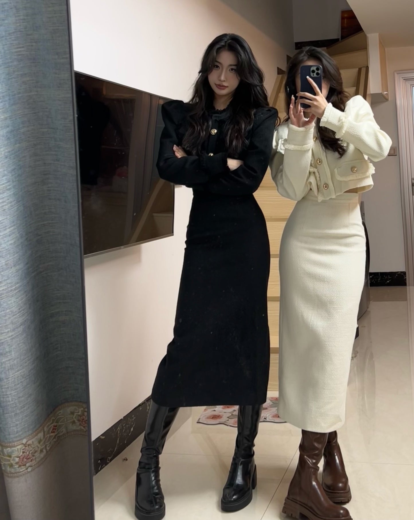 PANPAN's self-made Qianjin Miss Xiaoxiangfeng suit female middle-length Korean drama Eve Xu Ruizhi wears a suit skirt (S98876)