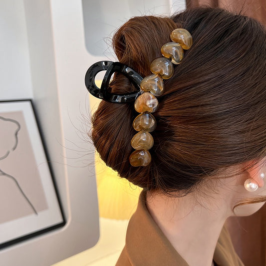Little Sweetheart~Acetic Acid Love Hairpin Female Back of Head Grab Clip High-end Shark Clip Simple Hairpin Versatile Headgear