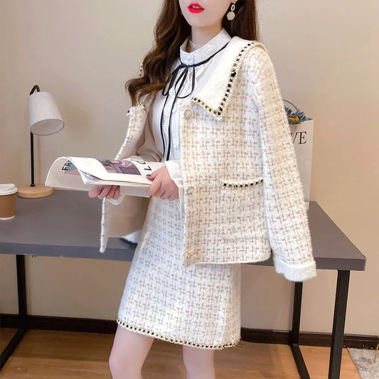 Small fragrance suit female autumn and winter small 2022 new temperament ladies mink velvet jacket short skirt two-piece set