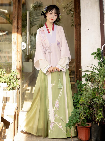 Grape You Huanxi Original Ming Dynasty Hanfu Female Fairy Elegant Chinese Style Collar Shirt Green Horse Face Skirt Full Set Spring and Autumn