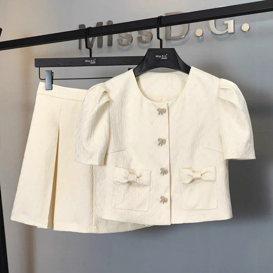Miss DG women's 2022 new suit heavy industry ladies temperament two-piece suit skirt small fragrance suit summer