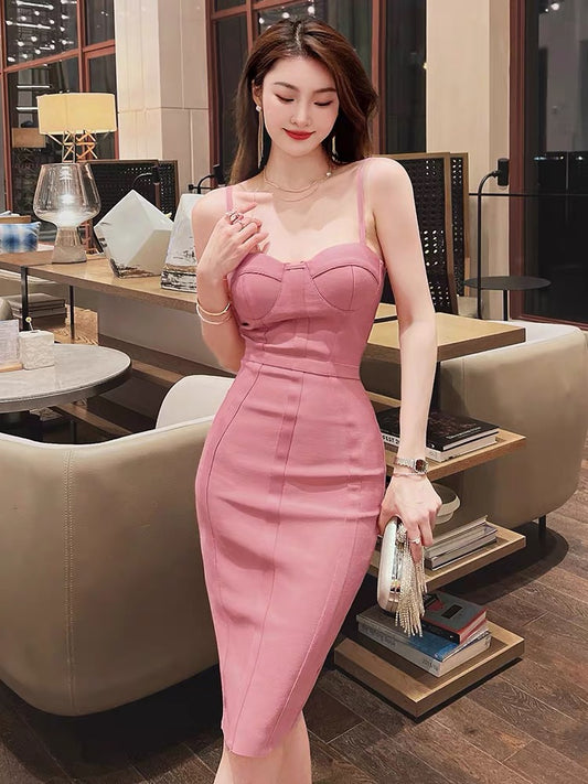 Celebrity temperament sexy dress female niche white high-end banquet evening dress party birthday dress