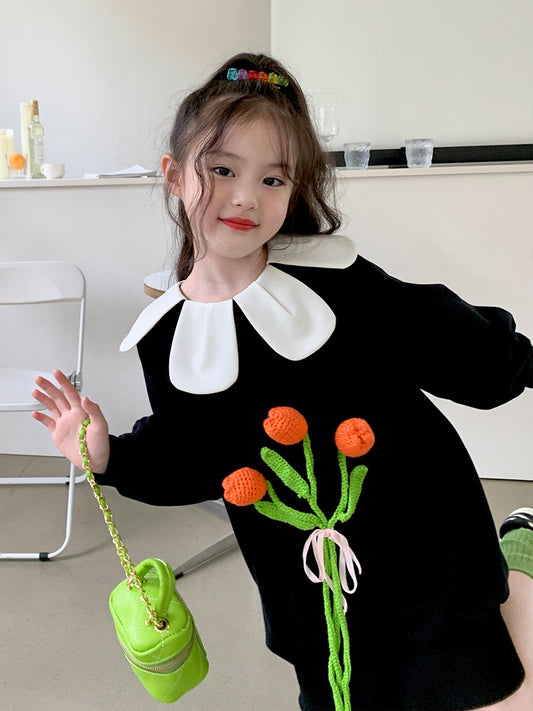 Original girls' spring clothes 2023 new Korean version of the sweater dress children's long-sleeved dress medium and big girl baby skirt