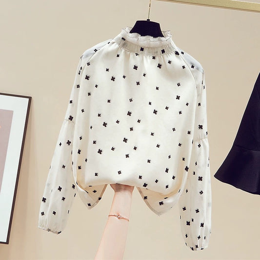 Women's Clothing Counters Withdrawal Counters Tail Goods Clearance Western Style Long Sleeve White Shirts Women's Spring and Autumn Versatile Thin Tops