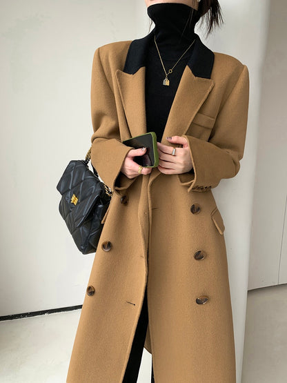 Guoge customized camel double-sided wool coat women's 2022 autumn and winter new high-end double-breasted woolen coat