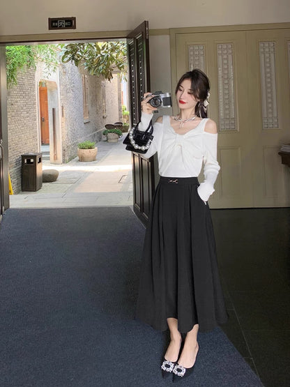 Guoguojia High-waisted skirt women's summer 2022 new casual slimming mid-length temperament all-match a-line skirt 1195