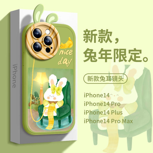 Apple 14 mobile phone case iPhone 13 knitted rabbit New Year's model 14promax female 12 cartoon cute rabbit ears 14Pro advanced xs cartoon 11 suitable for 13Pro rabbit year xr all-inclusive 14plus