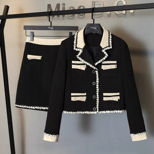 Miss DG small fragrance suit women's 2022 early autumn new temperament ladies short jacket and skirt two-piece set 1698