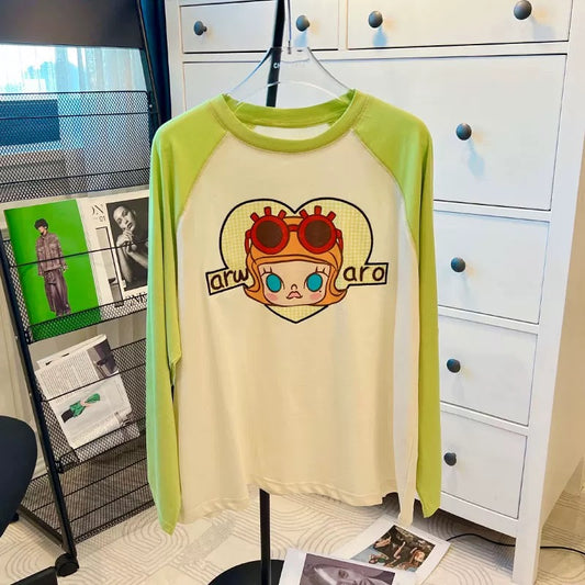 CHUNDADA long-sleeved t-shirt women's Western-style beautiful sunscreen blouse cotton loose raglan sleeves autumn new top