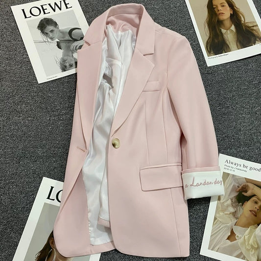 Light pink embroidered suit jacket women's 2022 spring and autumn new Korean version fashion one button small trend suit 1740