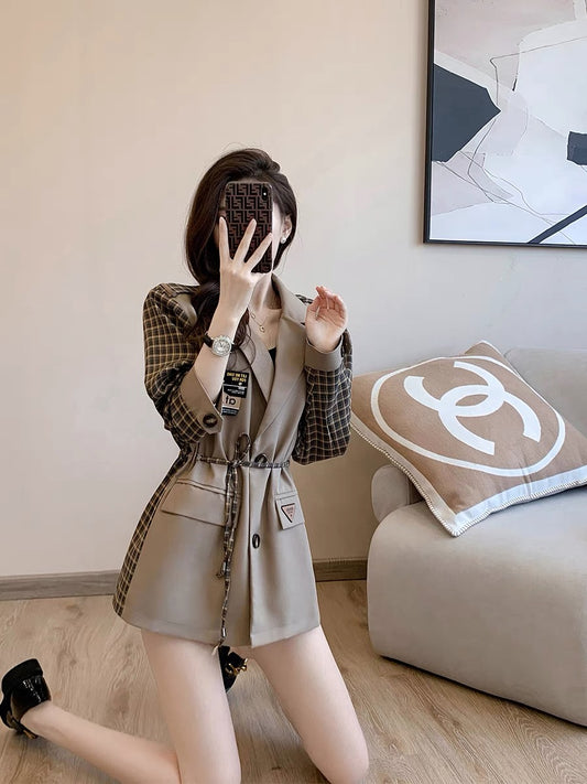 French temperament light familiar style casual suit top women's 2022 autumn and winter new high-end fashion small suit jacket