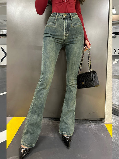 Helen Hip Lifting High Waist Jeans Women [Super Long Legs] Flared Wide Leg Pants Slim Fit Pants