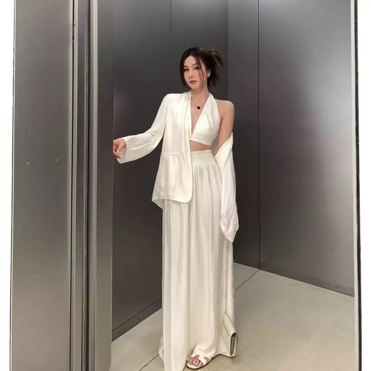 Middletone | Sister suit, halter suspender jacket, loose wide-leg pants, thin and lazy